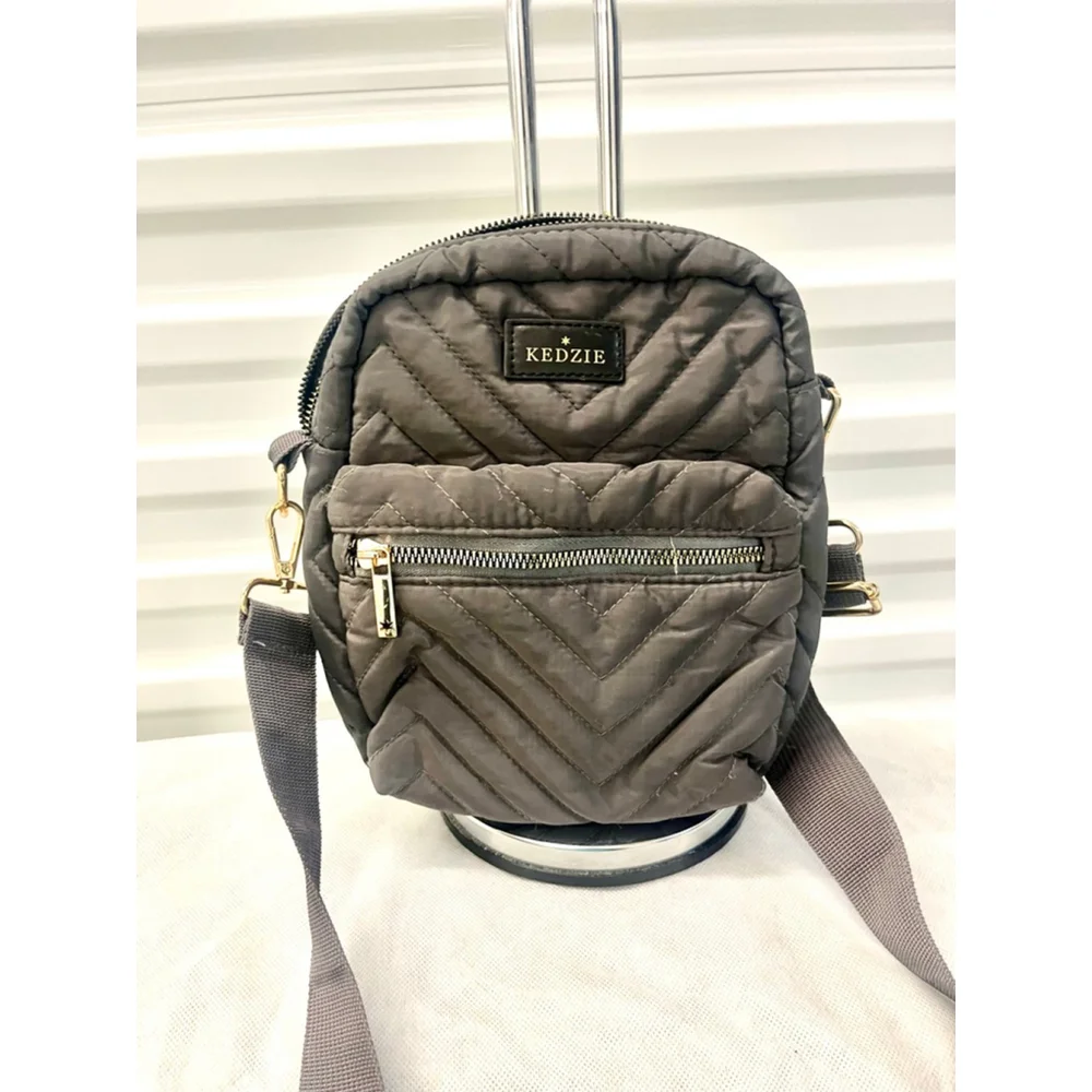 Kedzie Cloud 9 quilted puffer convertible sling bag in gray